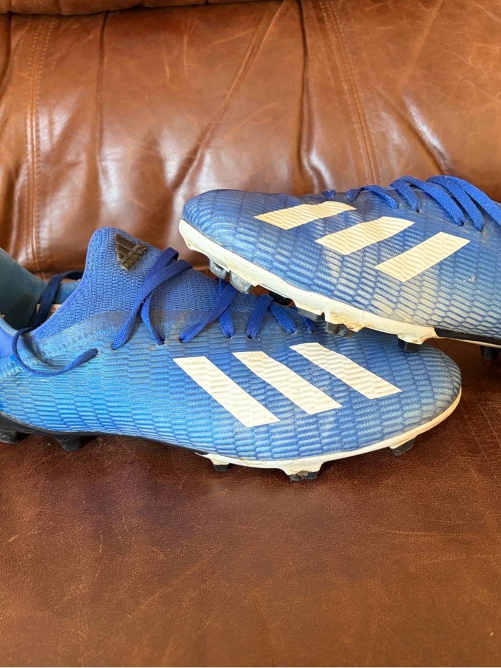 adidas Men’s X19.2 Royal Blue Soccer Cleats with White Stripes